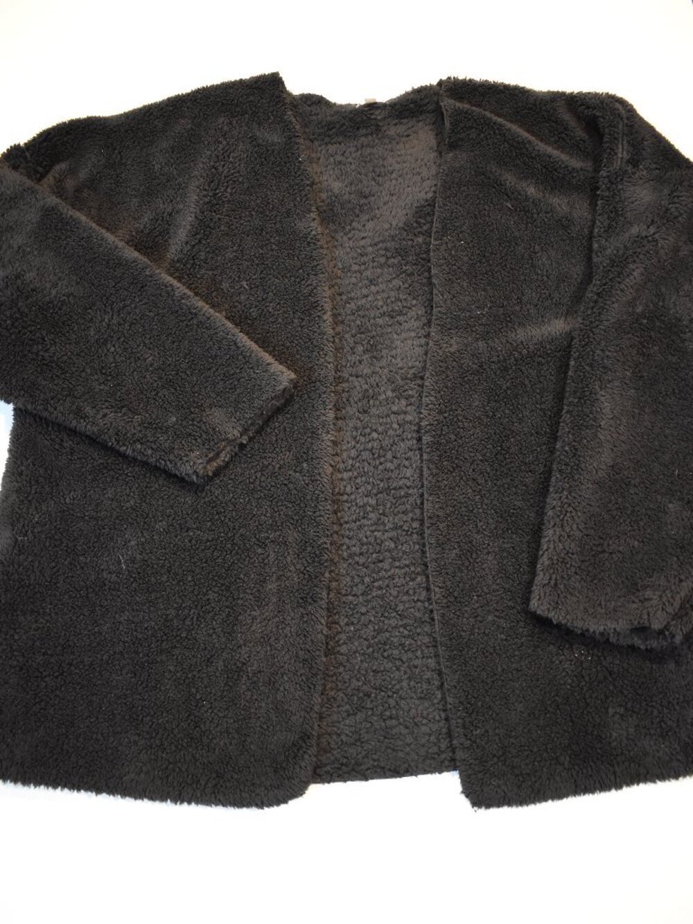 ABound Women’s XXL Black Sherpa Fleece Open Front Cardigan Jacket Cozy Plush